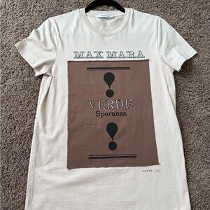 MaxMara Beige and Dark Brown Graphic Tee
